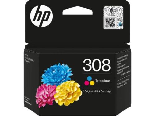 1 Original HP 308 Colour Ink Cartridge (7FP20UE) (OEM HP 308 COLOUR)